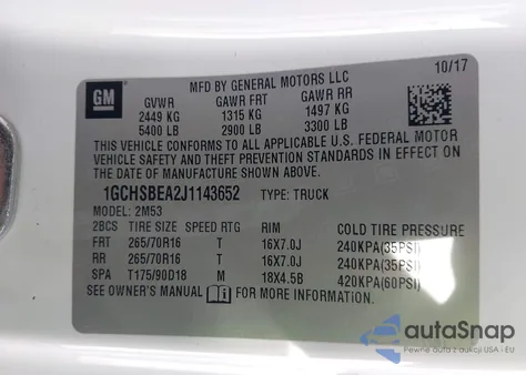 2018 Chevrolet Colorado Wt from USA, damaged, VIN 1GCHSBEA2J1143652